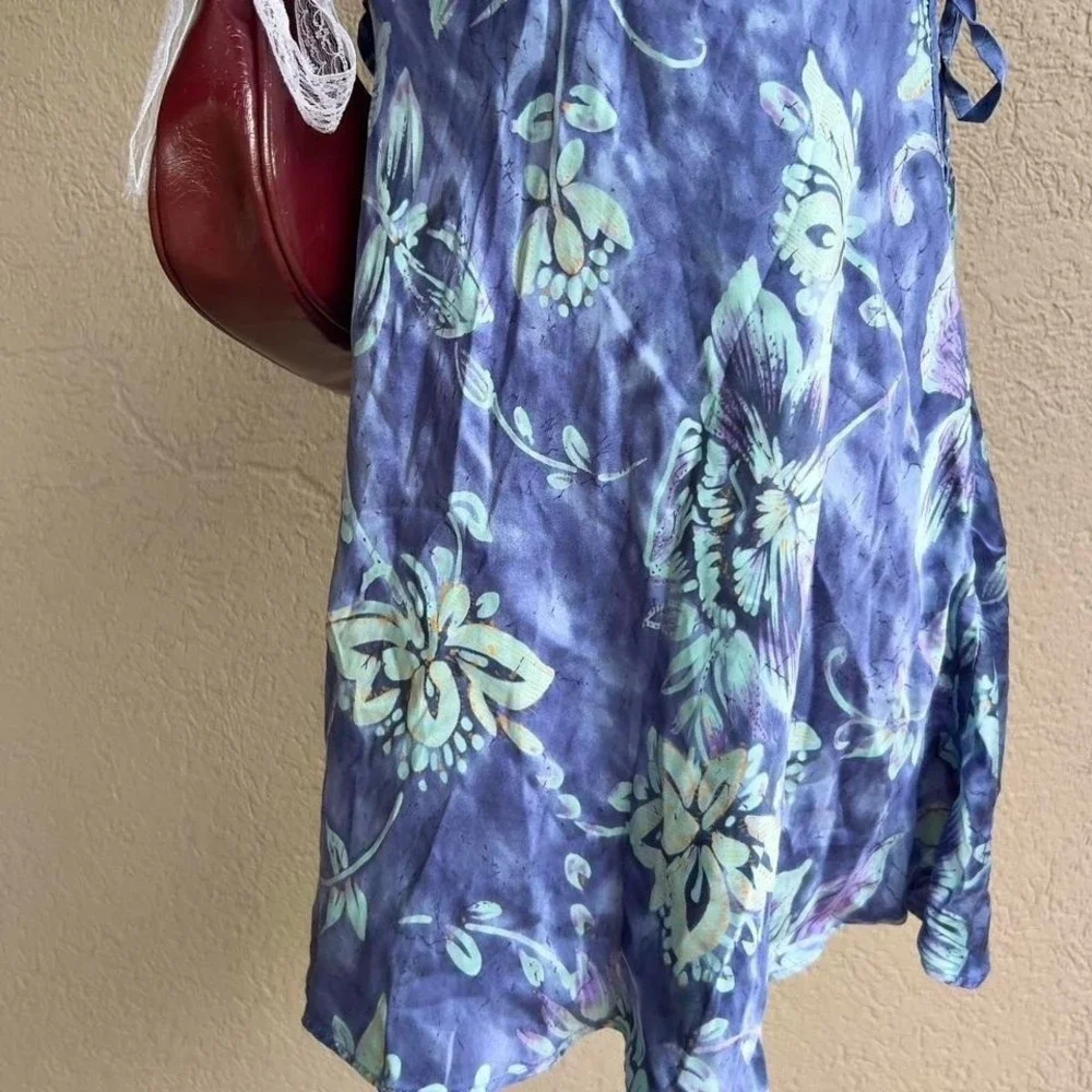 Vtg Y2K 2000 Victoria's Secret 100% Silk Slip Dress Babydoll Cami Blue Lingerie - Picture 5 of 8